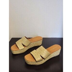 Andre Assous Women's Sz11 Selena Slip on Woven Platform Sandals Natural
